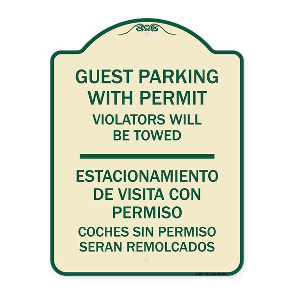 Signmission Guest Parking with Permit Violators Will Be Towed Estacionamento De Visita Con Permis, TG-1824-23926 A-DES-TG-1824-23926 - main